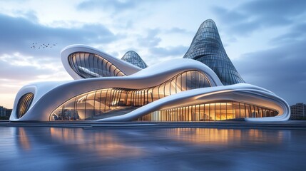 Futuristic Architectural Marvel: A Symphony in White and Glass