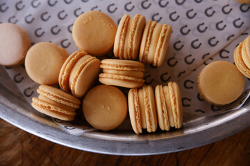 Lemon Yellow Macarons Ready to Serve on decorative tray