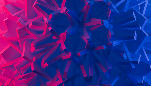 Vibrant 3D render of geometric abstract background