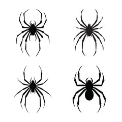 Spider Silhouette vector illustration, collection of different spider, Halloween spider set,
High-quality, detailed rendering on white background