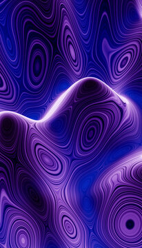 Hypnotic purple abstract waves in a 3D render