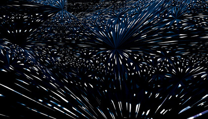 Dynamic 3D render of abstract geometric patterns in blue shades