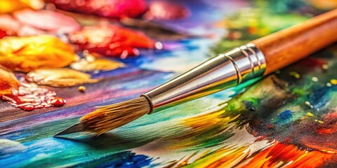 Obraz premium Watercolor painting essentials: brushes, palettes, and pigments. A detailed view.