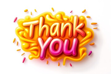 Fototapeta premium A Bright and Cheerful 'Thank You' Text with Vibrant Colors and Playful Design 