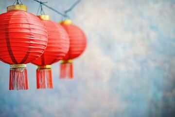 Obraz premium Red lanterns hanging for Chinese New Year celebration
