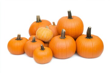 Obraz premium Colorful Variety of Pumpkins isolated on white. Autumn. Types of Squash cut out. Vibrant diverse collection of pumpkins in various colors and sizes. Assortment of multi colored decorative gourds