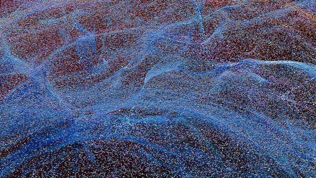 Vibrant abstract 3D particle background with flowing textures