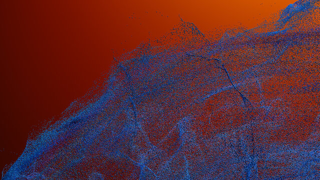 Exploring vibrant 3D particle textures in a dynamic background