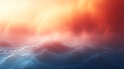 Obraz premium Abstract fiery sunset over wavy ocean.