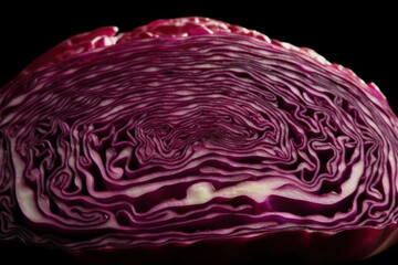 Obraz premium Close-up of red cabbage with vibrant purple and white patterns