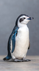 Obraz premium striking side view of penguin showcasing its unique features and colors. This charming bird stands proudly, exuding sense of