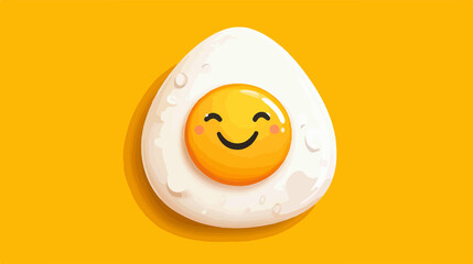 Adorable Happy Fried Egg Character. Cute and Funny Kawaii Egg Smiling. Cartoon Breakfast Food Concept Image.