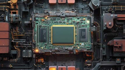 Fototapeta premium Advanced Computer System Motherboard Detailed View