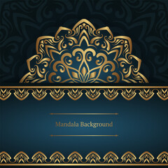 Blue background with gold mandala ornaments