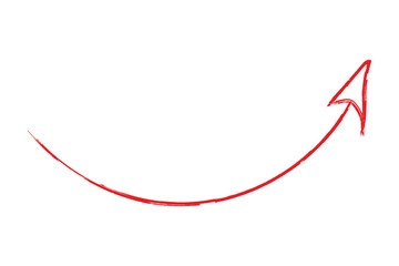 Hand drawn simple arrow drawn with wax crayon, chalk or charcoal. Uneven dry texture for underlining highlighting. Pencil drawn line, strikethrough, grunge vector isolated on white background in eps10