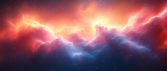 Fototapeta premium Vibrant cosmic nebula with red and blue hues.