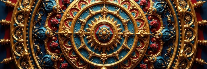 Ornate gold mandala, luxurious circular frame , vintage mandala, elegant
