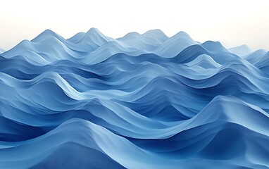 Fototapeta premium Abstract blue wavy landscape. (1)