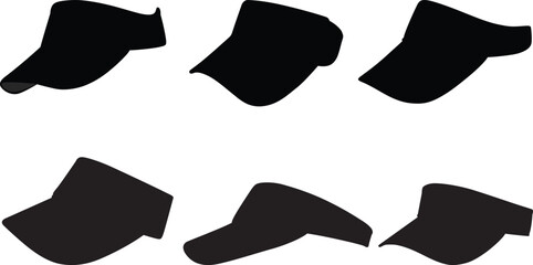 set of sun visor cap silhouette in vector
