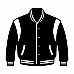 Simple Varsity Jacket Black Silhouette Vector on White Background