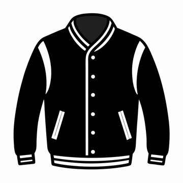 recommend clip art: Simple Varsity Jacket Black Silhouette Vector on White Background
