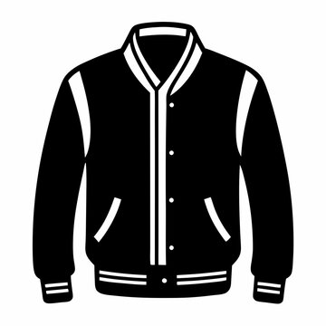 black varsity jacket with white stripes clip art preview