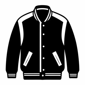 recommend clip art: Simple Varsity Jacket Black Silhouette Vector on White Background