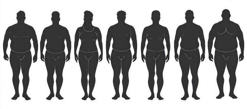 Silhouettes of six people showing varying body types and weights.