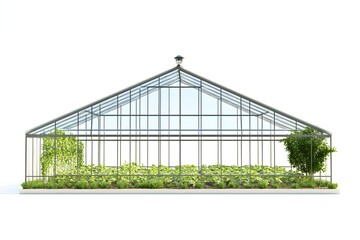 Obraz premium A modern greenhouse designed for plant cultivation with ample sunlight and ventilation.