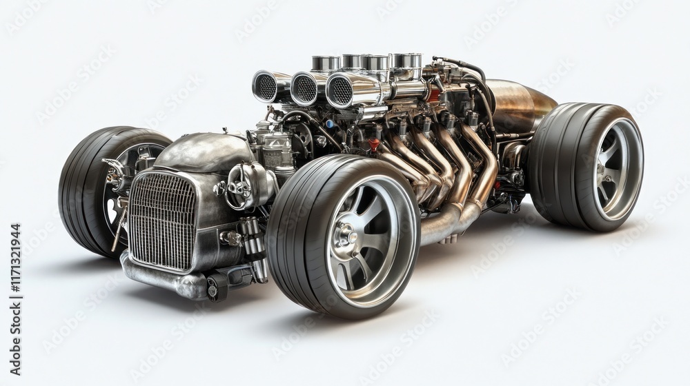 Aufkleber a highly detailed custom car with a powerful engine and sleek design.