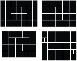 set of 4 empty collage photo vector template. Picture moodboard album texture for presentation. Portfolio and background layout. 