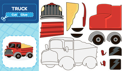 Printable Cut and Glue Game for Kids to Assemble a Truck Car