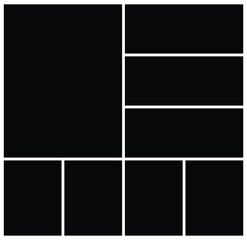 Empty photo collage vector template. Background and rectangle shape for wall moodboard. Picture frame texture pattern for wall gallery presentation.