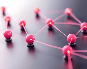 Fototapeta premium A vibrant representation of interconnected pink spheres, symbolizing networks and connections in a modern, abstract design.