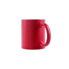 One blank red ceramic mug isolated on white. Mockup for design