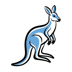 Stylized kangaroo illustration in blue tones