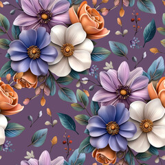 Seamless Pattern Design with Colorful Flowers – Perfect for Home Textiles, Fabric Design, Wall Decor, Scrapbooking, Digital Paper, Notebooks, and More
