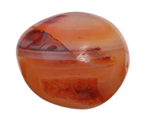 Beautiful carnelian isolated on white. Natural gemstone
