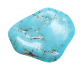 Beautiful turquoise isolated on white. Natural gemstone