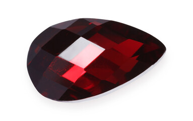 One red shiny gemstone isolated on white
