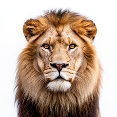Fototapeta premium Majestic Lion Portrait on White Background