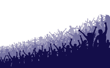 Silhouette of fans, cheerful crowd people at stadium, sport event. Vector illustration