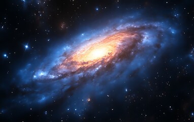 Fototapeta premium Stunning spiral galaxy with bright core and blue arms.