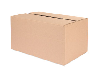 One cardboard parcel box isolated on white