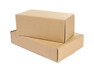 Two cardboard parcel boxes isolated on white