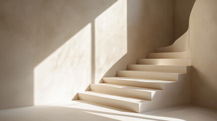 Window shadow from sunlight falling on white beige wall of an empty room. copy space backdrop or background, clean minimal interior product presentation scene, soft and bright light.