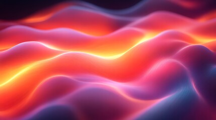 Fototapeta premium Abstract glowing waves, vibrant red and orange colors.