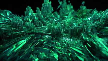 Complex fractal designs in vibrant shades of green, representing endless possibilities of tech, 4k High-Quality background animation video - Powered by Adobe