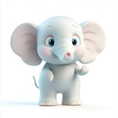 Adorable Baby Elephant Cartoon 3d Render Illustration