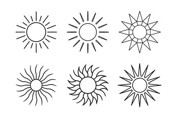 Set of a Sun Art Rose Black and White Sun vector